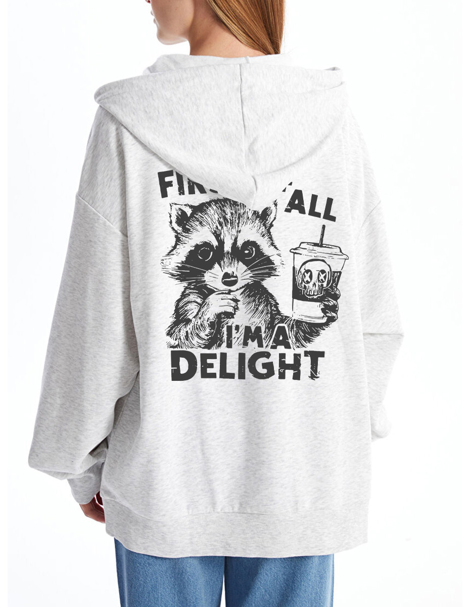 Vintage First Of All I Am Delight Tee Zip Hoodie