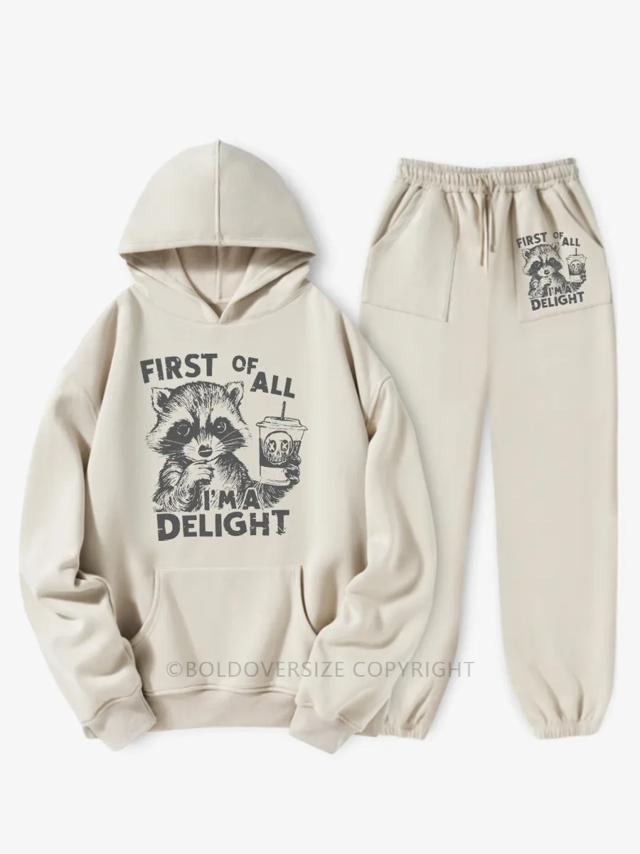 Vintage First Of All I Am Delight Fleece Hoodie Suit