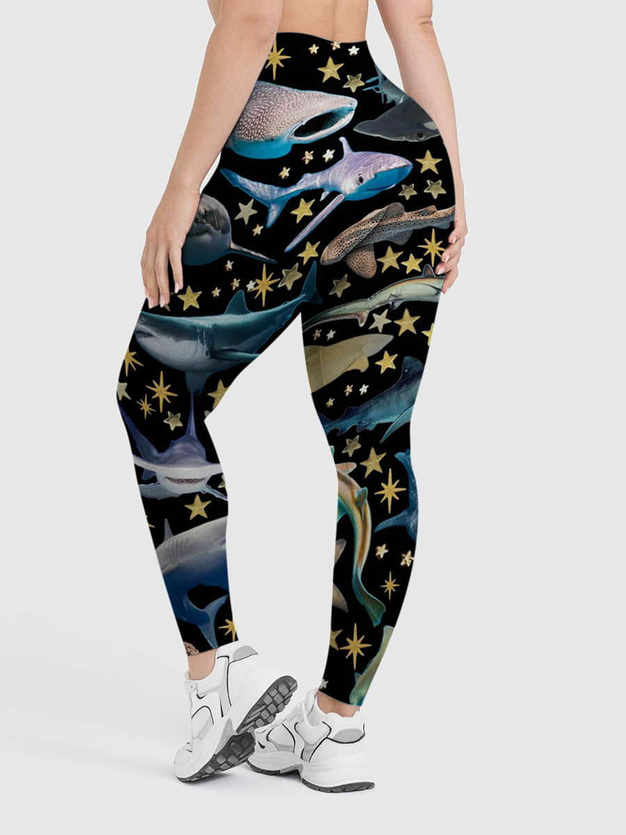 Vintage Starry Shark Dinosaur Leggings