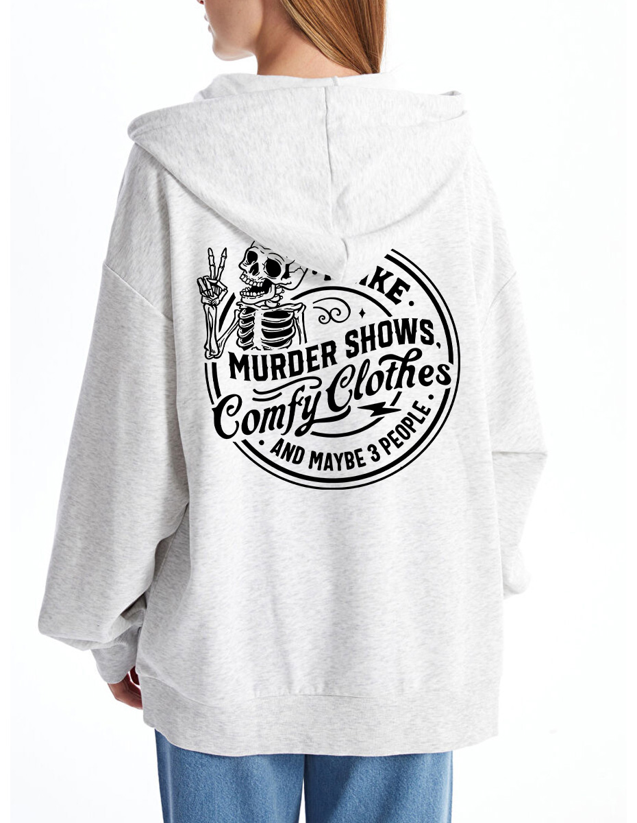 Vintage I Like Crime Shows Comfy Clothes And Maybe 3 People Tee Zip Hoodie