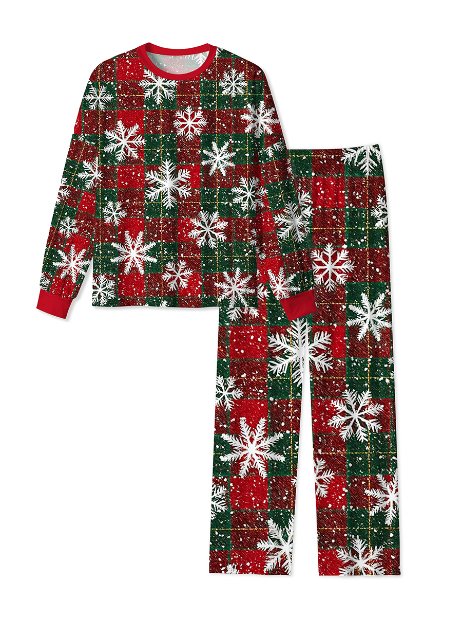 Vintage Snowy Plaid Snowflake Pajamas