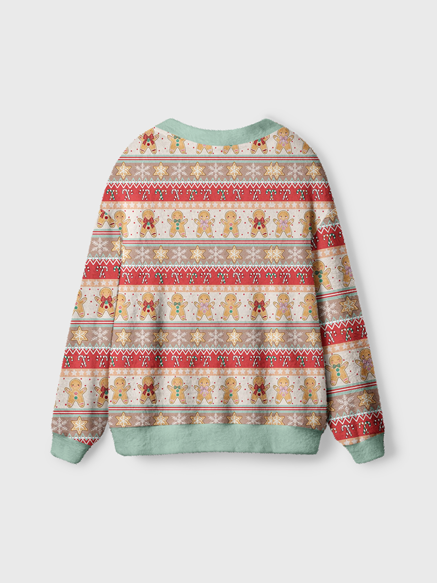 Vintage Stripe Gingerbread Man Christmas Cardigan Sweaters