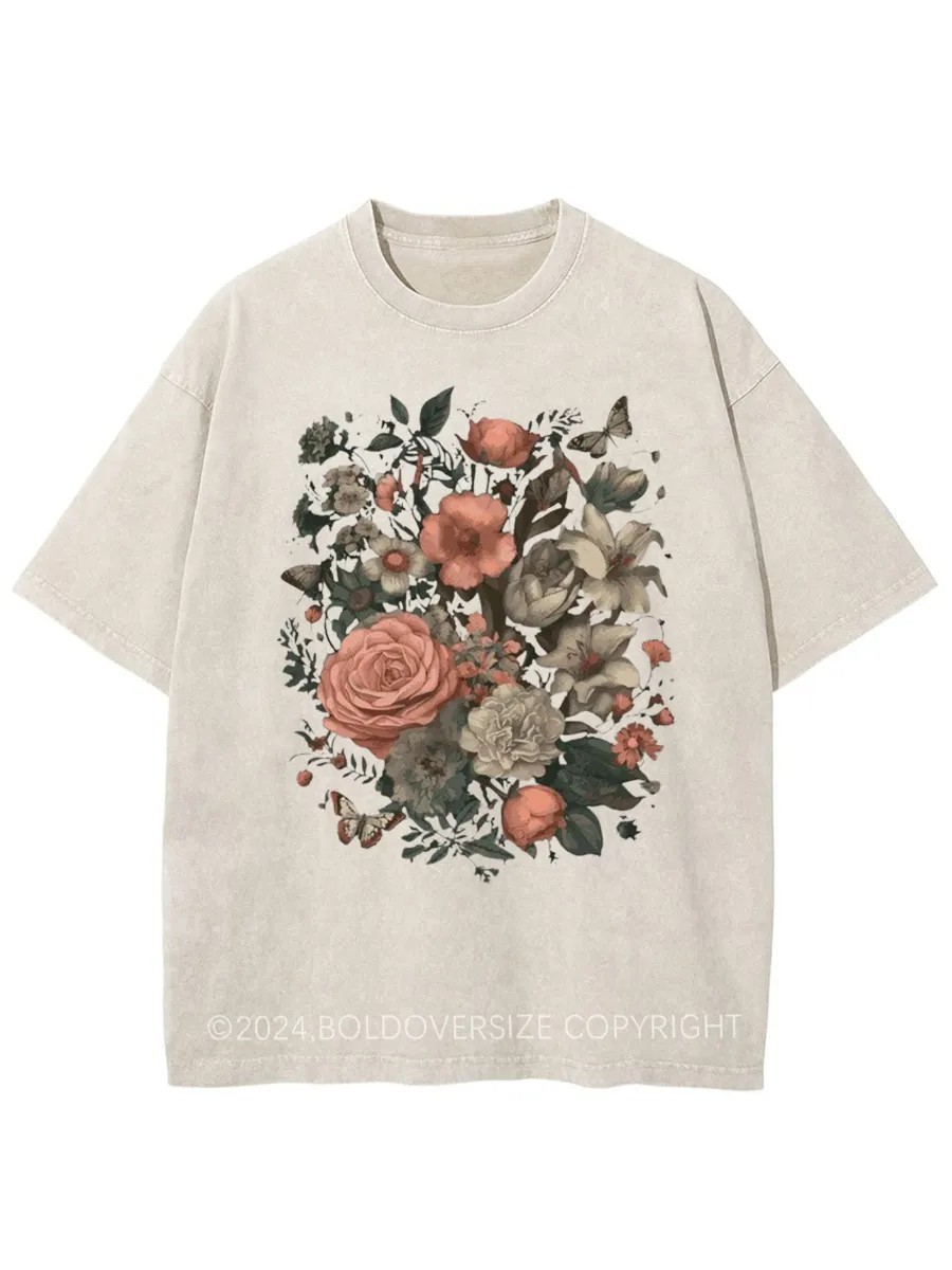 Vintage Trendy Wildflower Washed T-Shirt