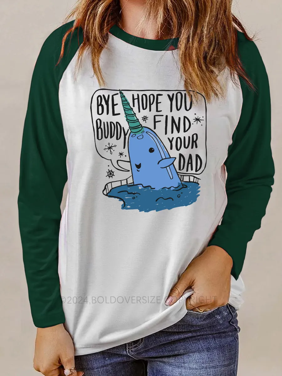Vintage Christmas Whale Ugly Raglan Long Sleeve T-Shirt