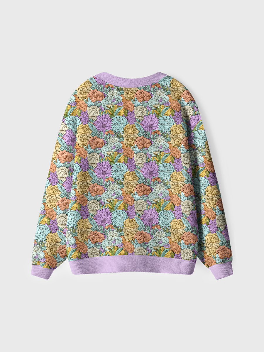 Vintage Pastel Flower Pattern Sweaters