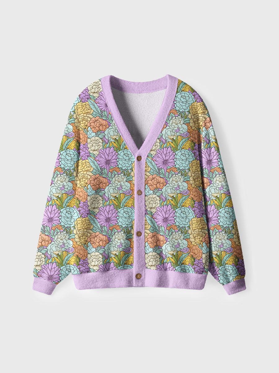 Vintage Pastel Flower Pattern Sweaters