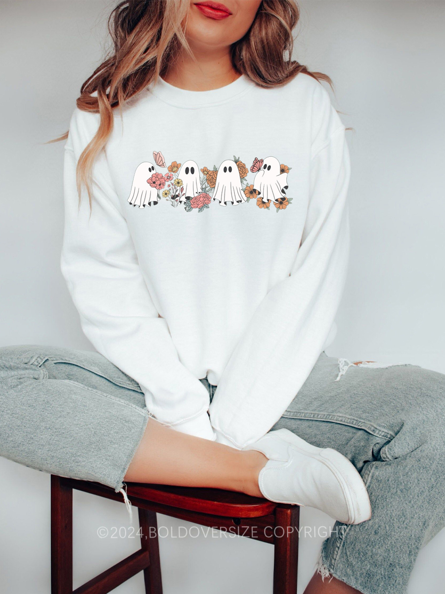 Vintage Cute Ghost Halloween Sweatshirt