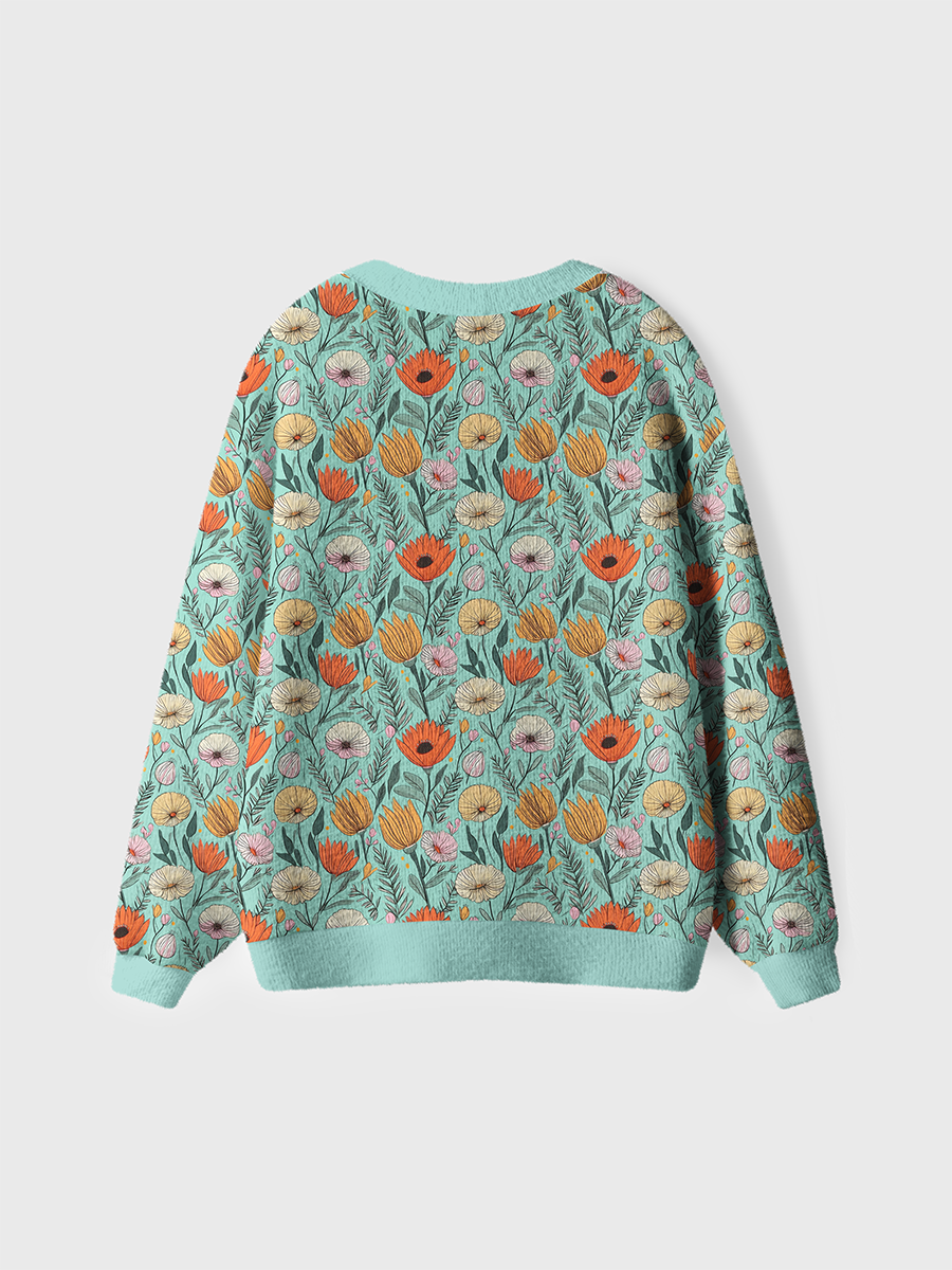 Vintage Minimal Floral Pattern Sweaters