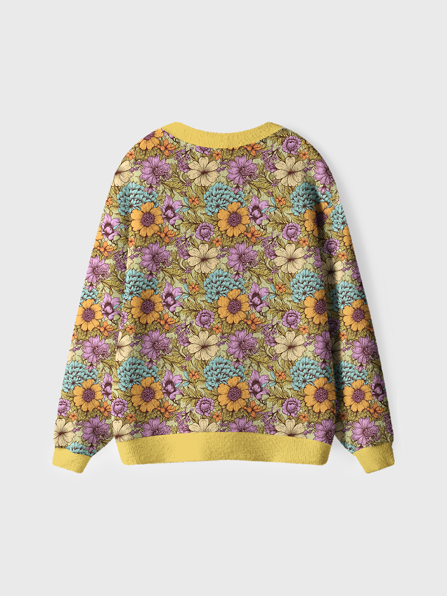 Vintage Hippie Floral Pattern Sweaters
