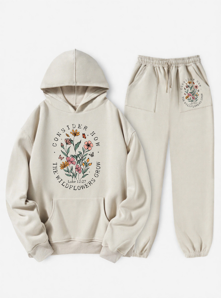 Vintage Boho Christian Fleece Hoodie Suit