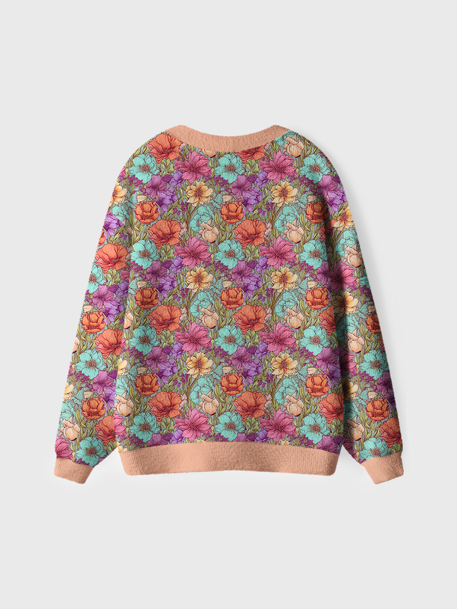 Vintage Tropical Floral Pattern Sweaters