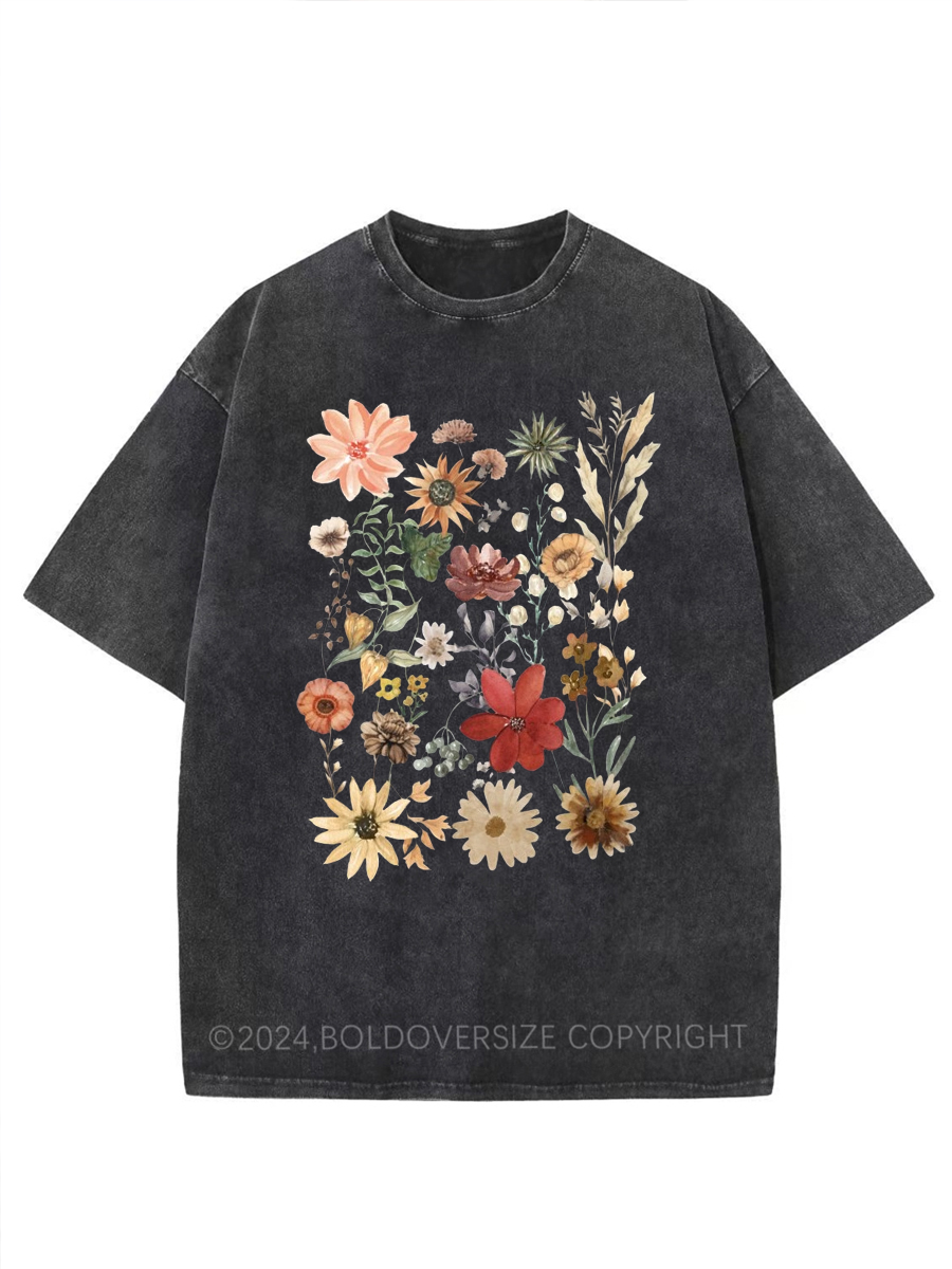 Vintage Dried Wildflower Meadow Washed T-Shirt