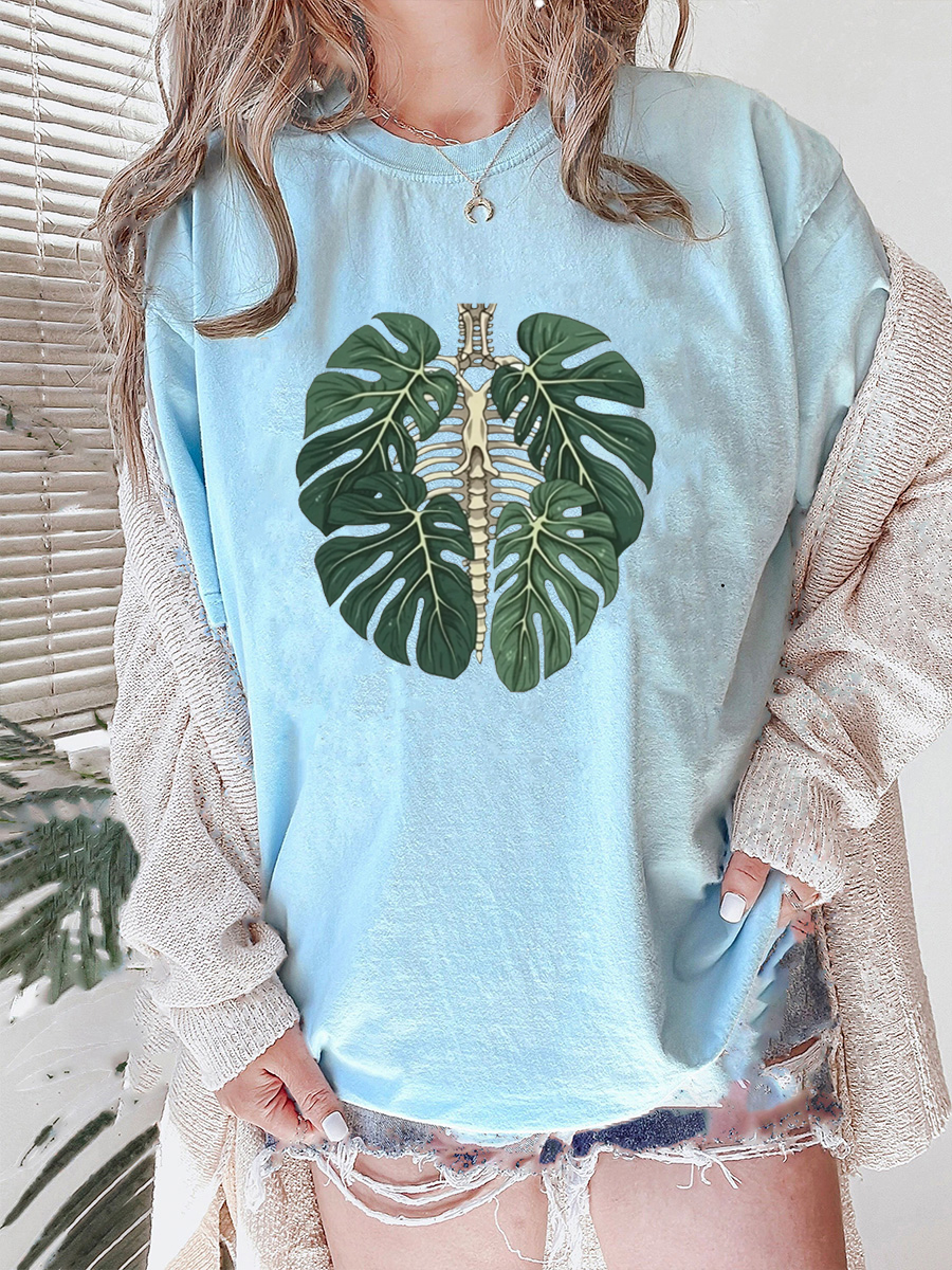 Plus Size Skeleton Plant Body T-Shirt 