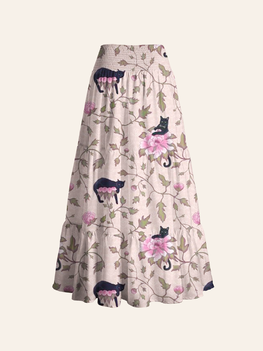 Black Cat Bloom Convertible Maxi Skirts