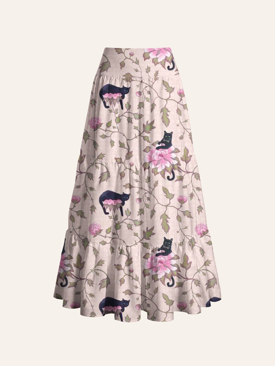 Black Cat Bloom Convertible Maxi Skirts