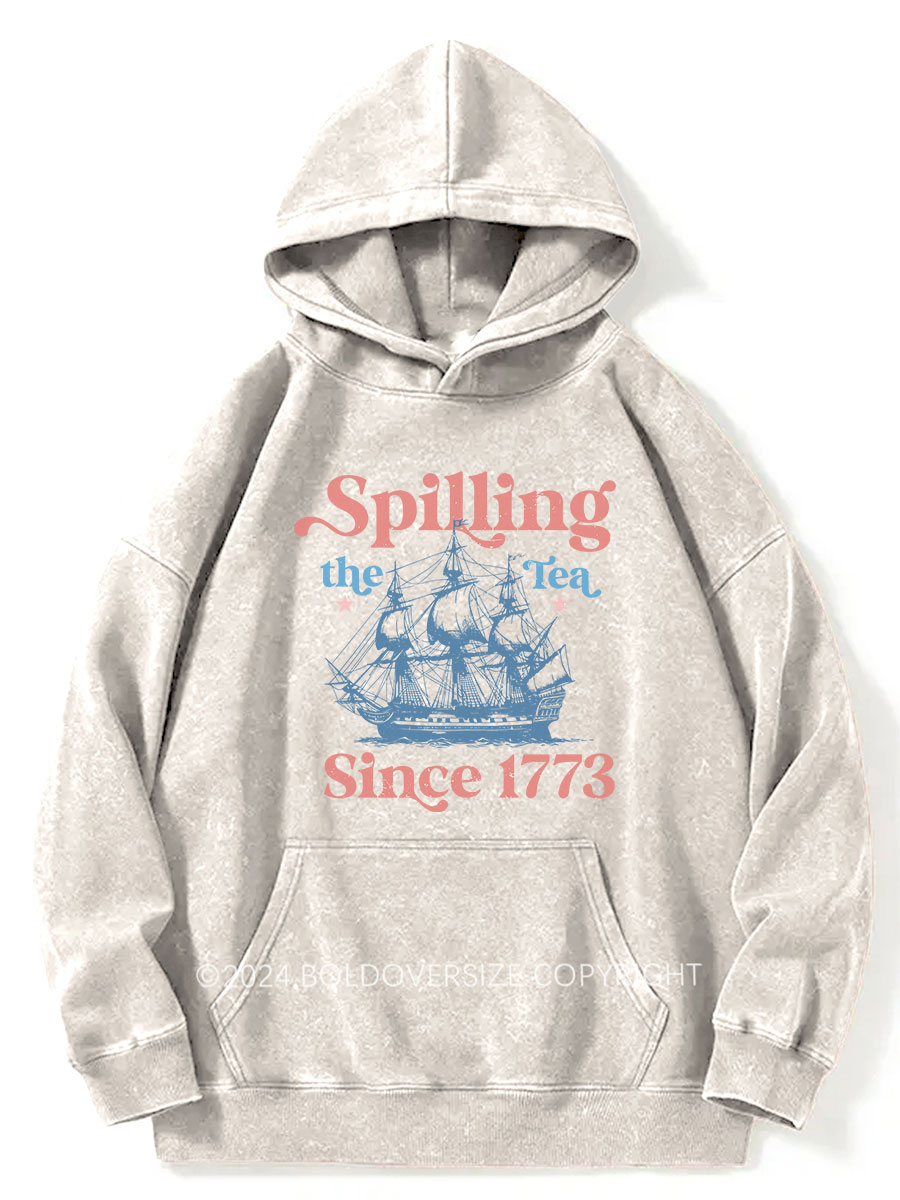 Vintage Spillin The Tea Since 1773 Washed Hoodie