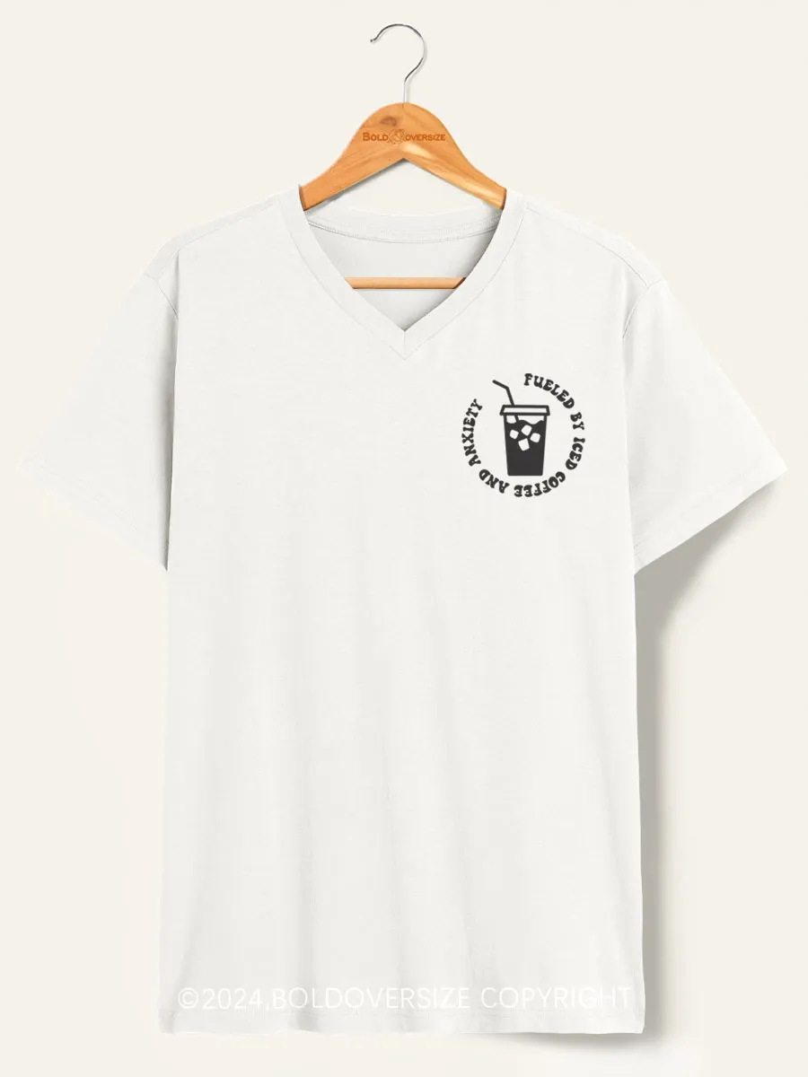 Vintage Coffee And Anxiety V-Neck Tee