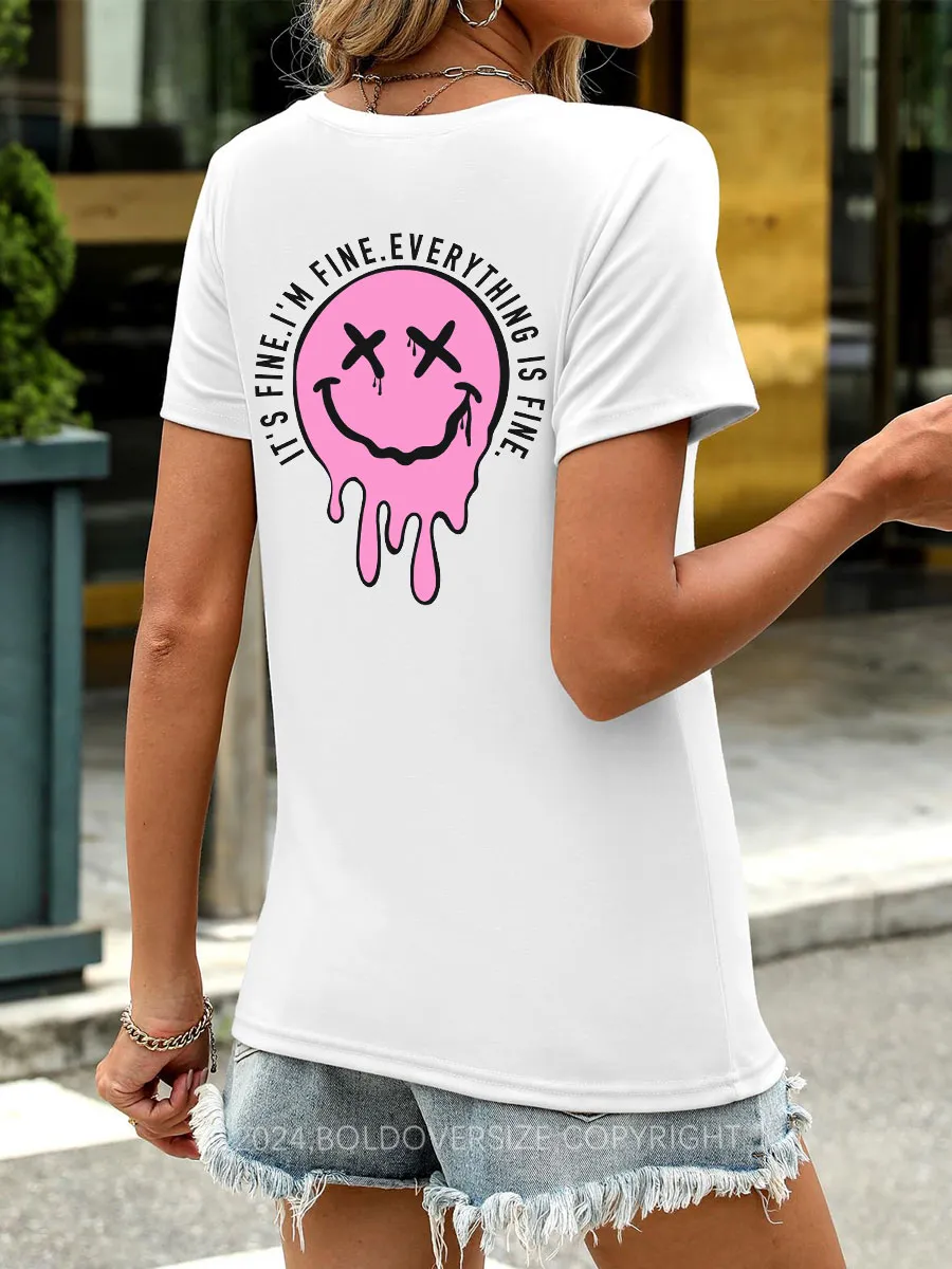 Vintage It'S Fine V-Neck Tee