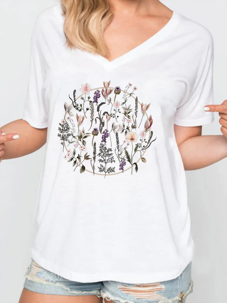 Vintage Wild Flower V-Neck Tee