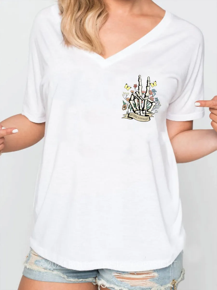 Vintage Good Energy Is Contagious V-Neck Tee