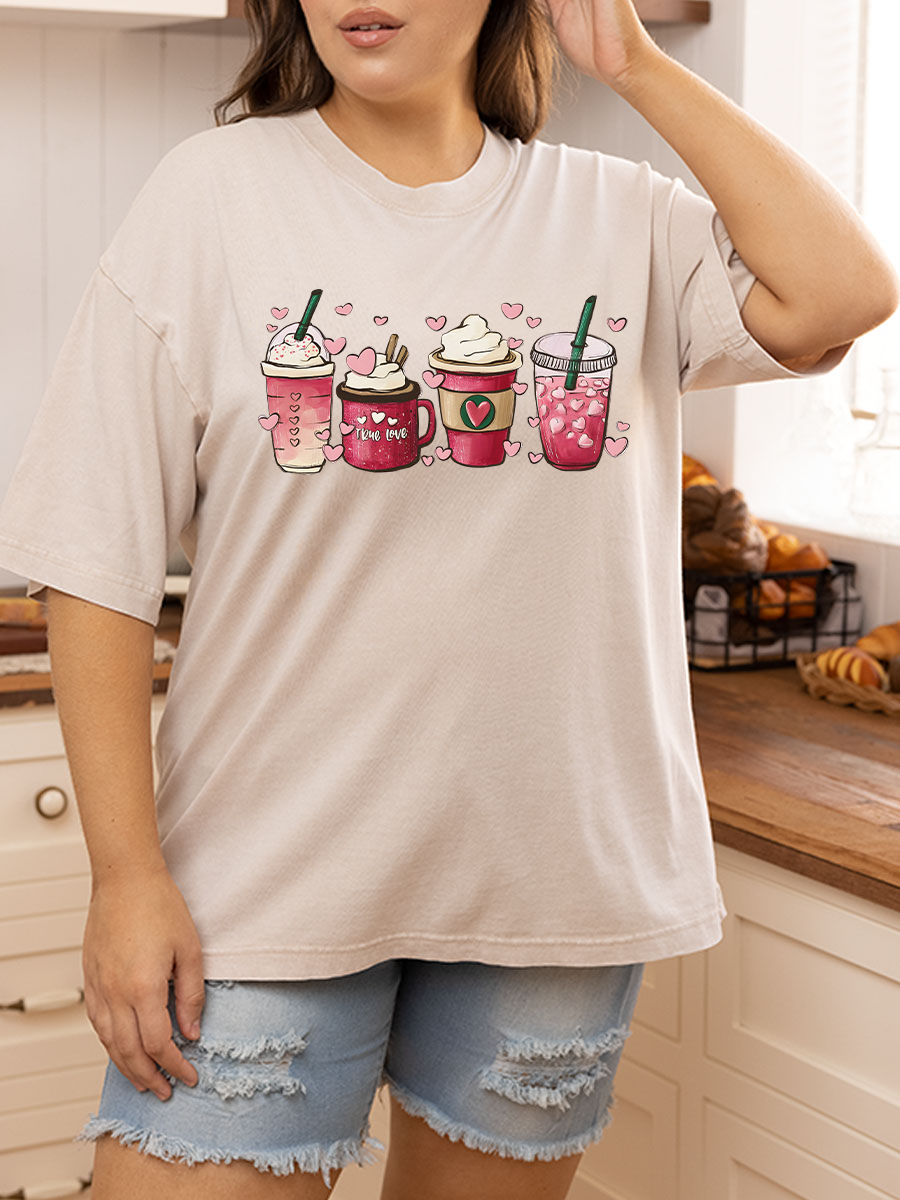 Vintage  Valentine Coffee Washed T-Shirt