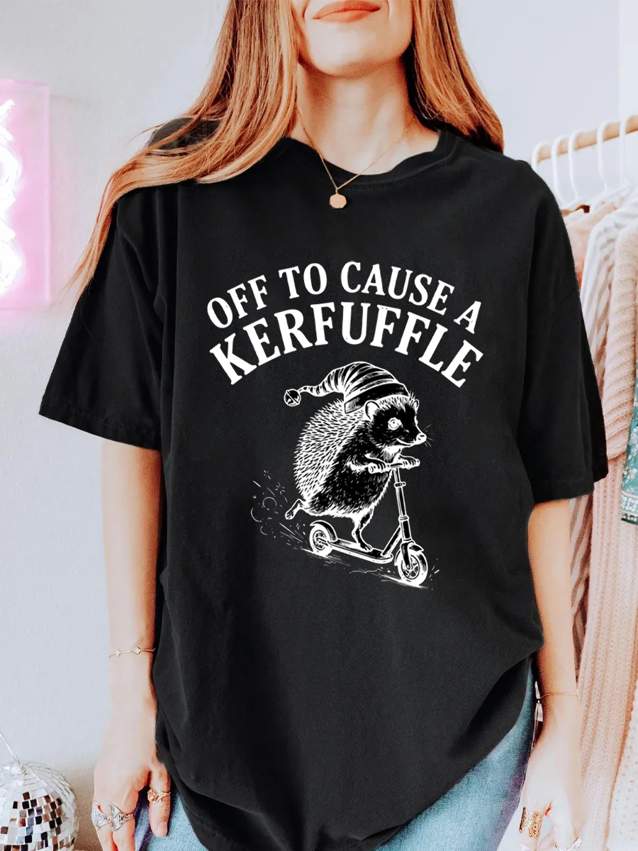 Vintage Off To Cause A Kerfuffle Oversize Graphic Tee