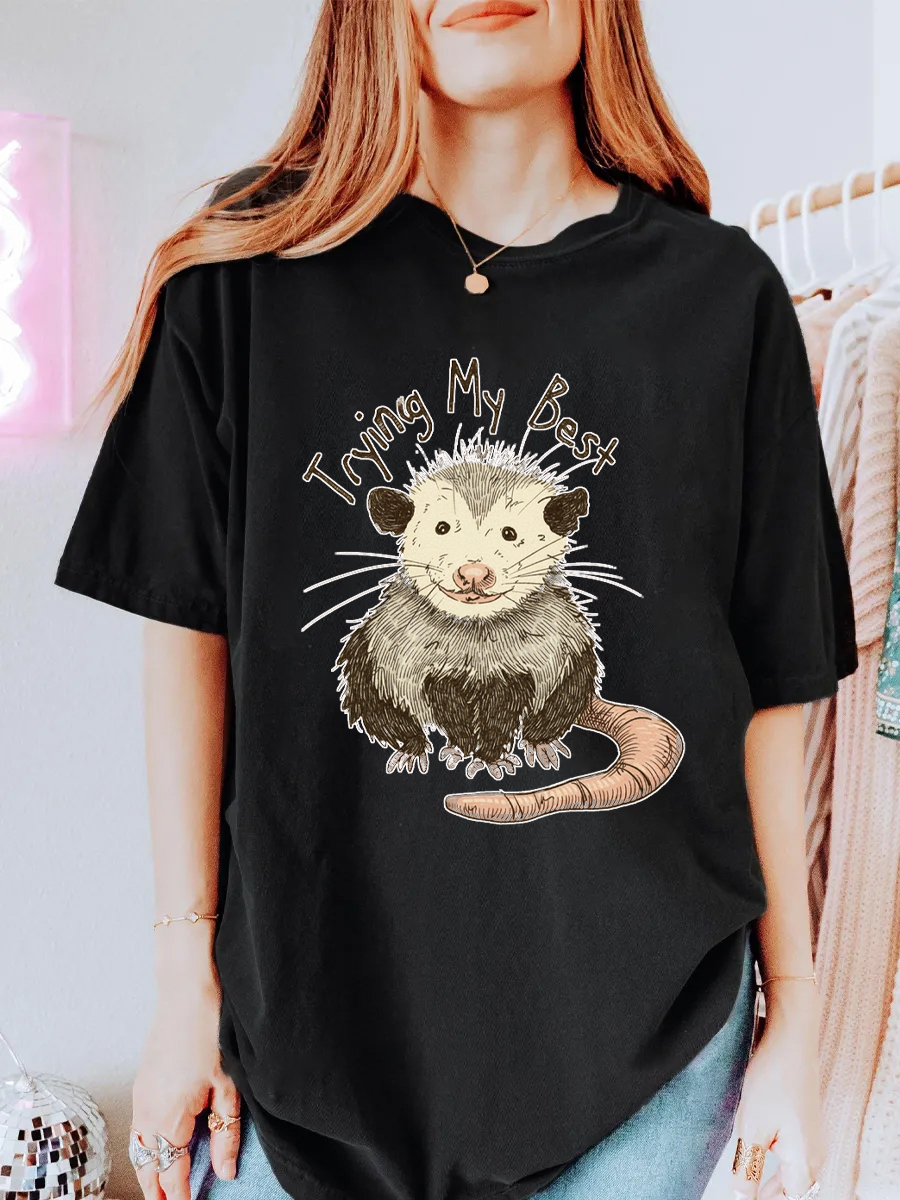 Vintage Trying My Best Oversize Graphic Tee