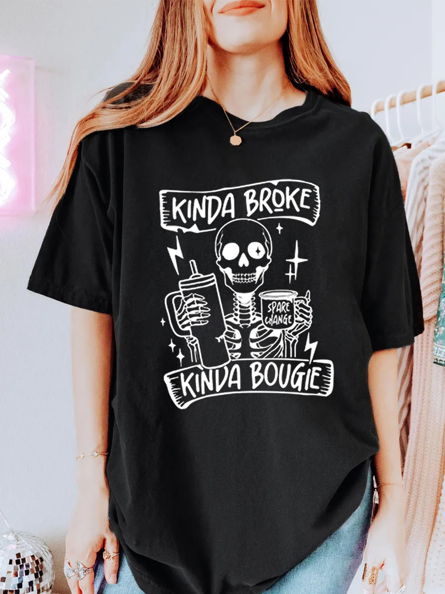 Vintage Kinda Broke Kinda Bougie Oversize Graphic Tee