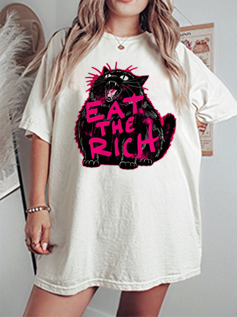 Vintage Eat The Rich Oversize Graphic Tee