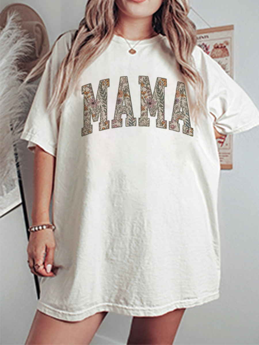 Vintage Floral Mama For More Oversize Graphic Tee