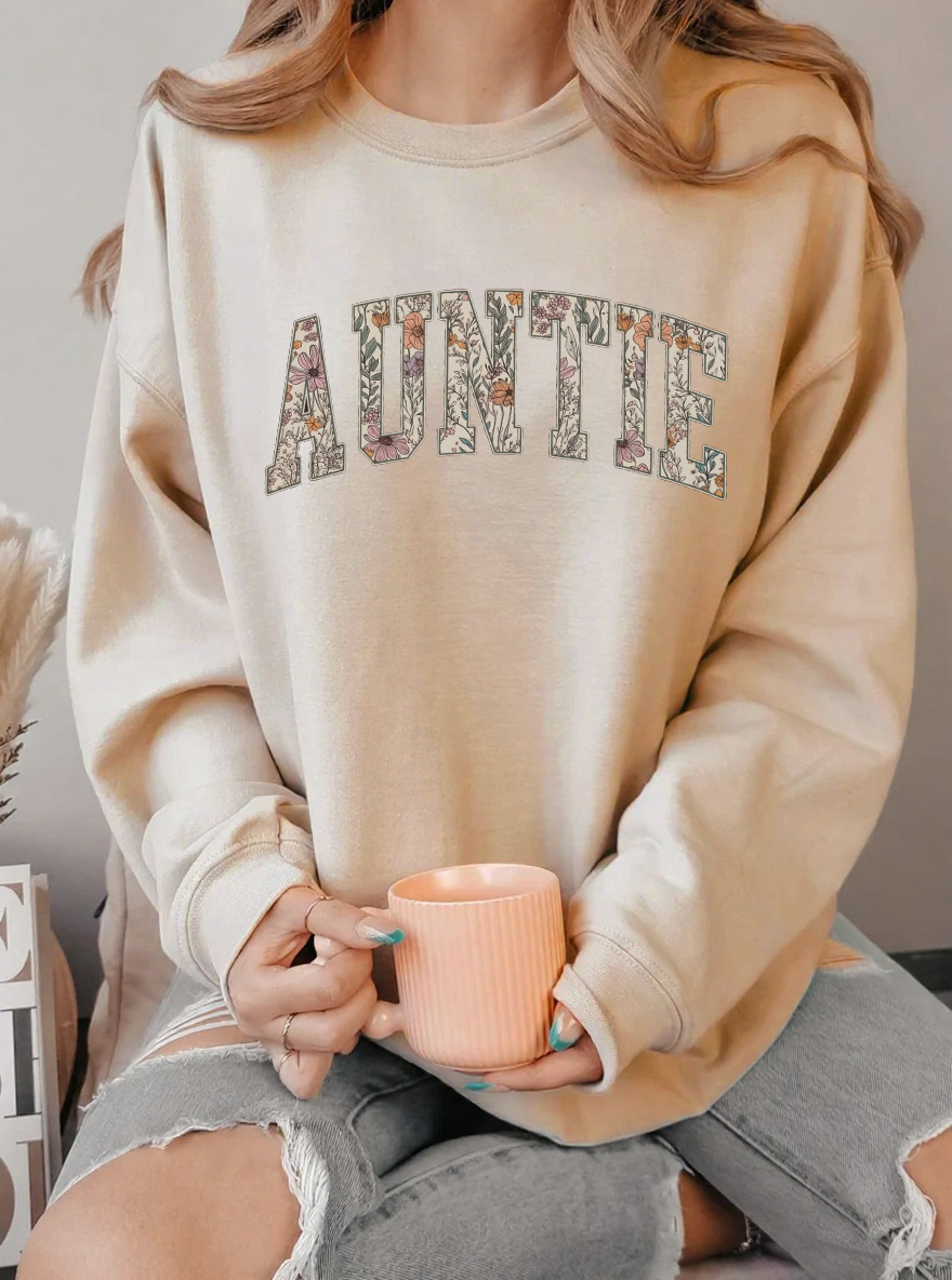 Vintage Floral Auntie For More Oversize Graphic Sweatshirt