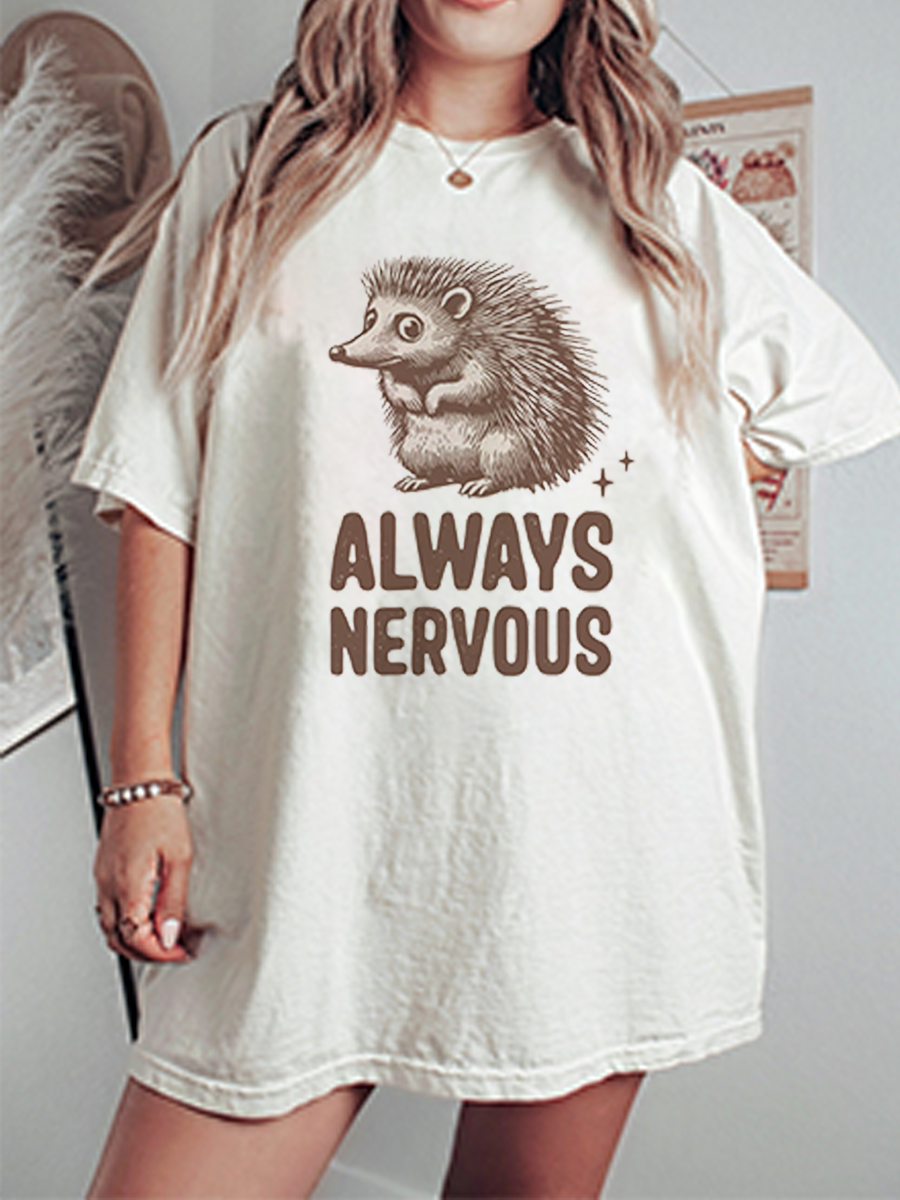 Vintage Always Nervous Oversize Graphic Tee