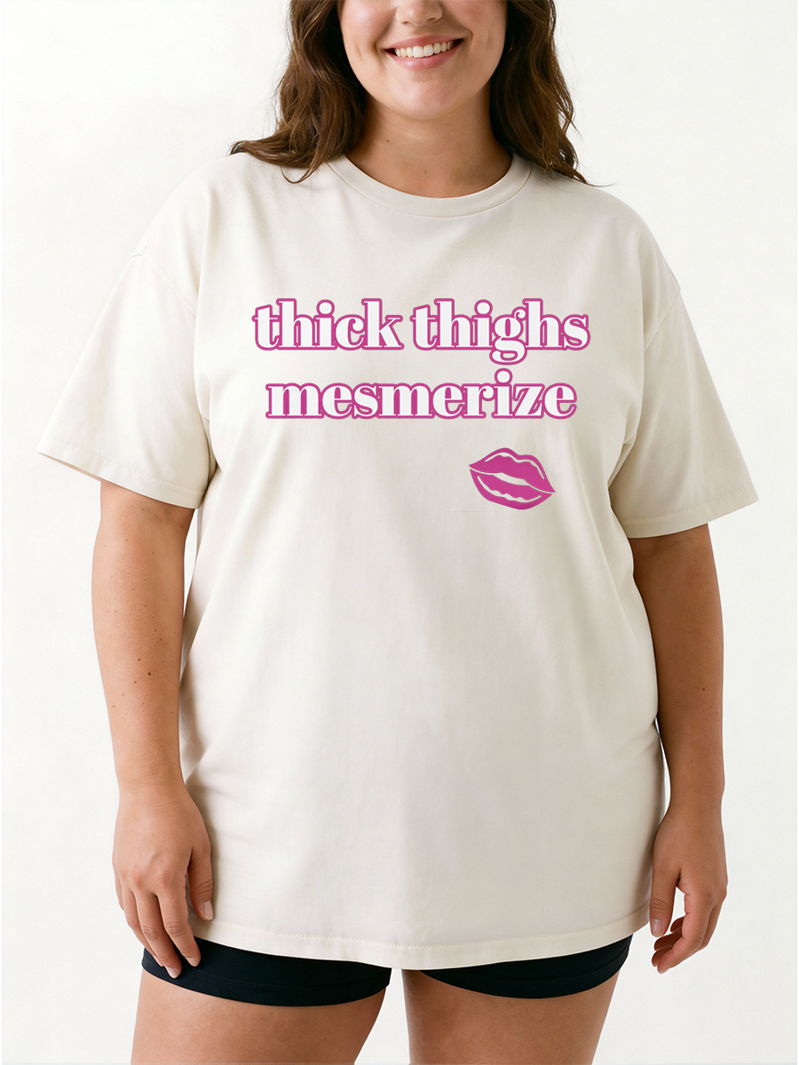 Vintage Thick Thighs Mesmerize Oversize Graphic Tee