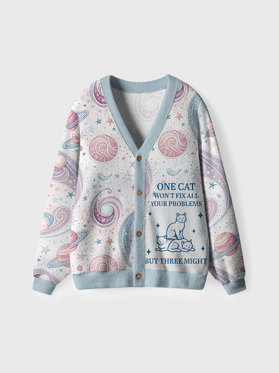Vintage One Cat Won’T Fix All Your Problems But Three Might Cardigan Sweaters