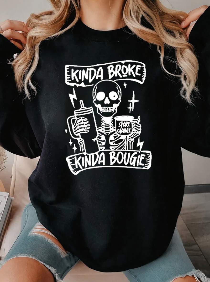 Vintage Kinda Broke Kinda Bougie Graphic Sweatshirt