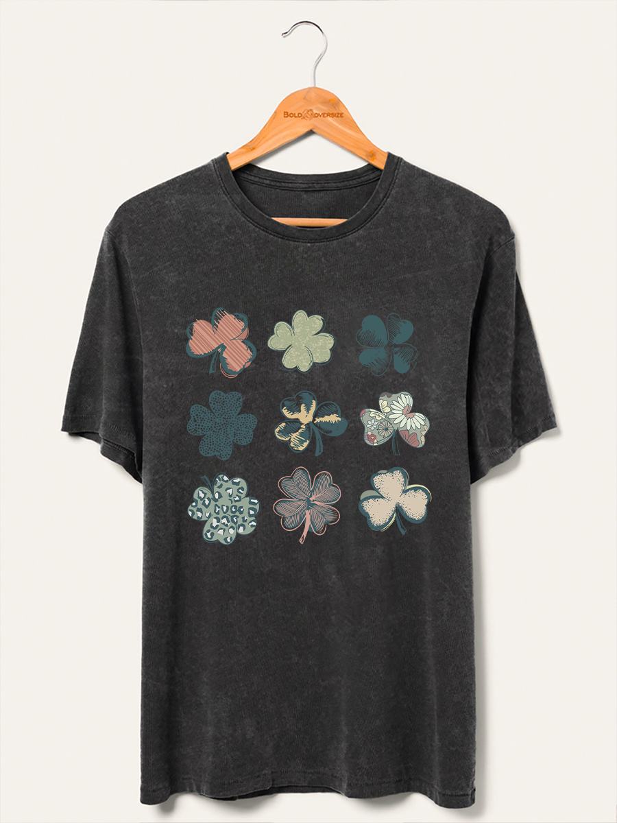 Vintage Shamrock Collage Washed T-Shirt