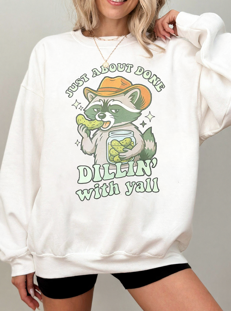 Vintage Done Dillin' With Yall Raccoon Graphic Sweatshirt