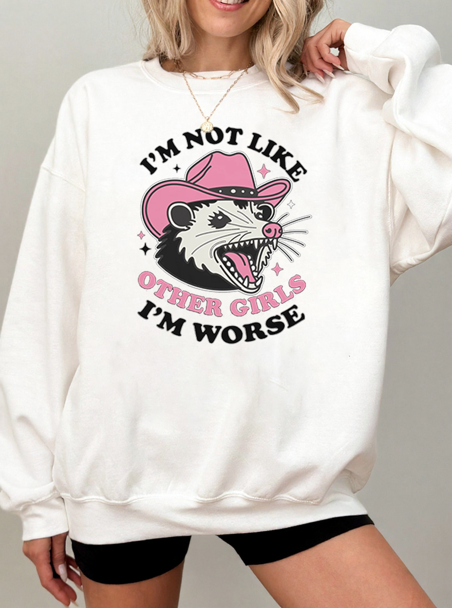 Vintage Im Not Like Other Girls I’M Worse Mouse Graphic Sweatshirt
