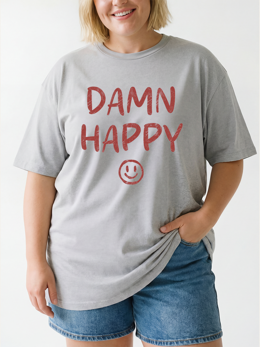 Vintage Damn Happy Oversize Graphic Tee
