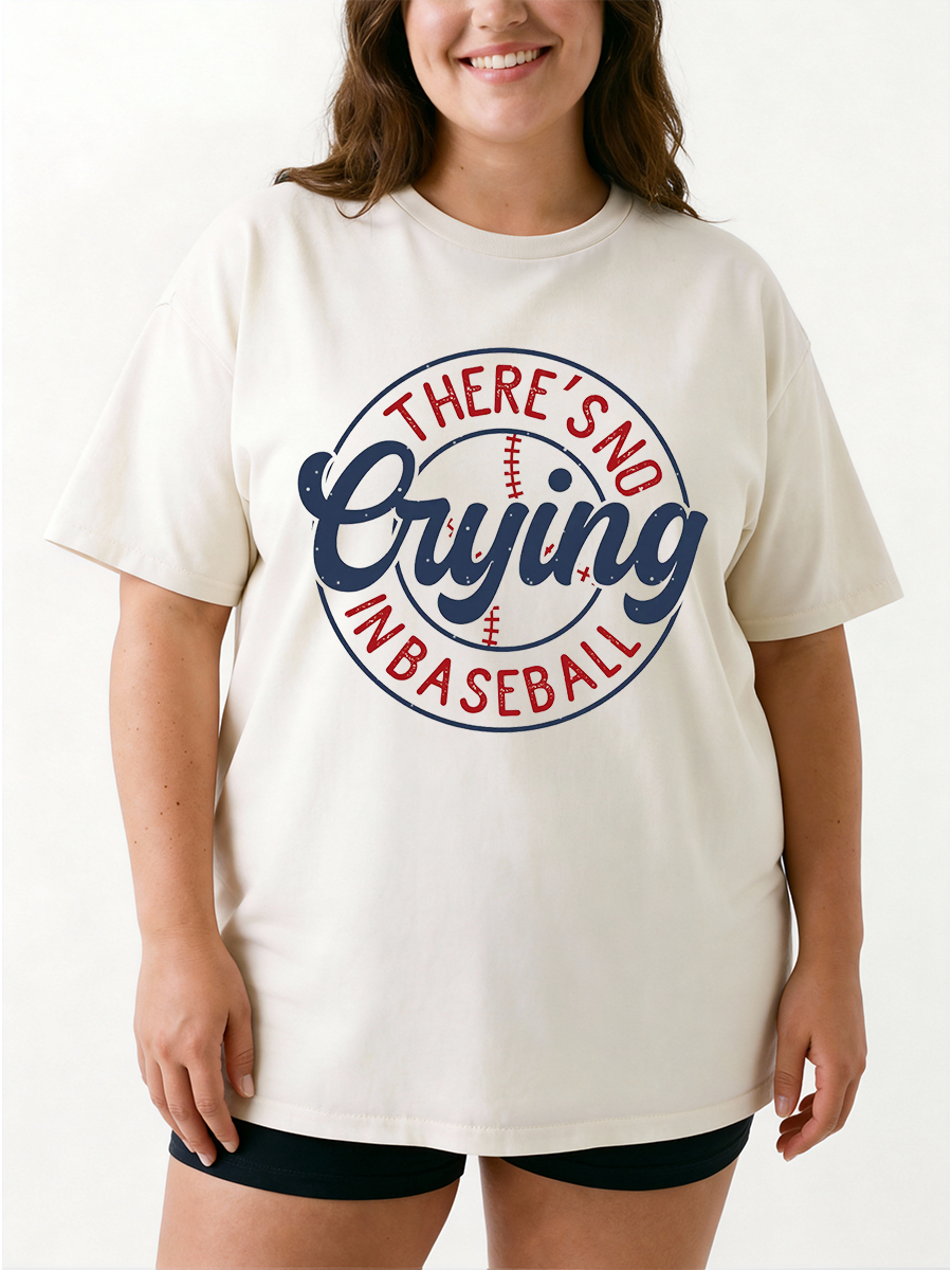 Vintage No Crying Oversize Graphic Tee