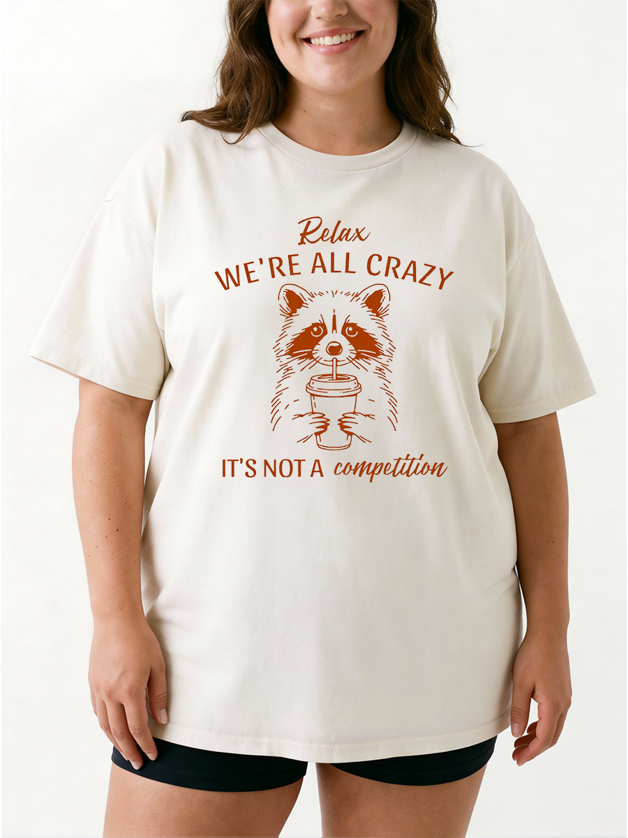 Vintage Crazy Relax Raccoon Oversize Graphic Tee