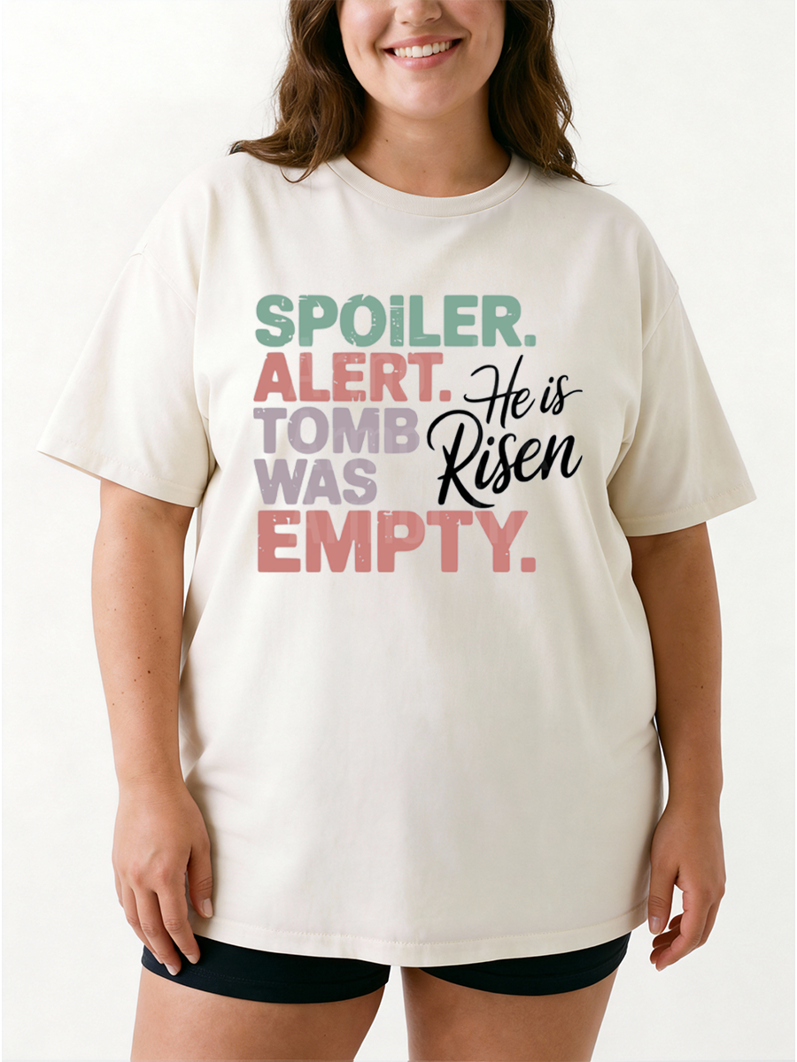 Vintage Spoiler Alert: Tomb Was Empty. He Is Risen Oversize Graphic Tee