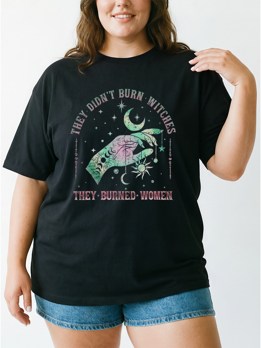 Vintage They Didn’T Burn Witches. They Burned Women Oversize Graphic Tee