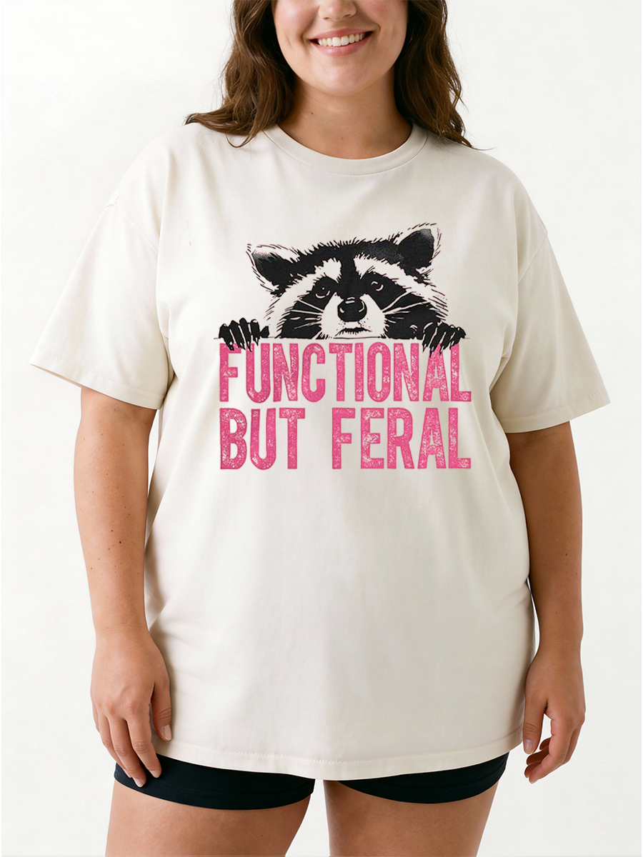 Vintage Functional But Feral Oversize Graphic Tee