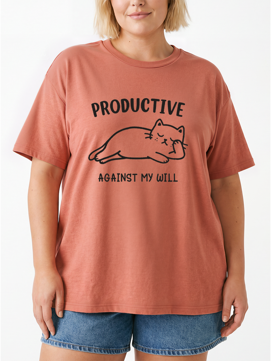 Vintage Productive Against My Will Oversize Graphic Tee