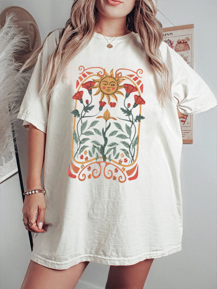 Vintage Boho Wildflowers Sun T-Shirt