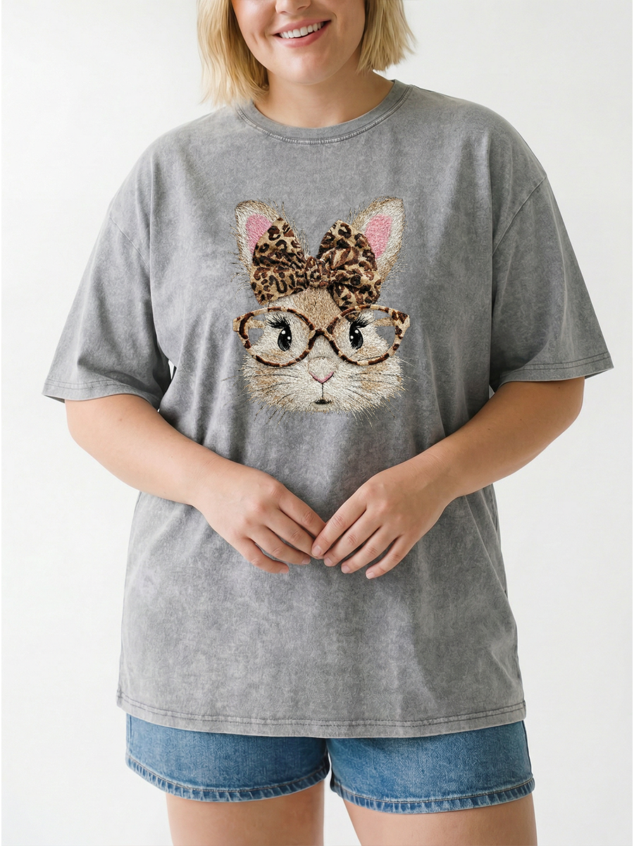 Vintage Retro Happy Easter Bunny Washed T-Shirt