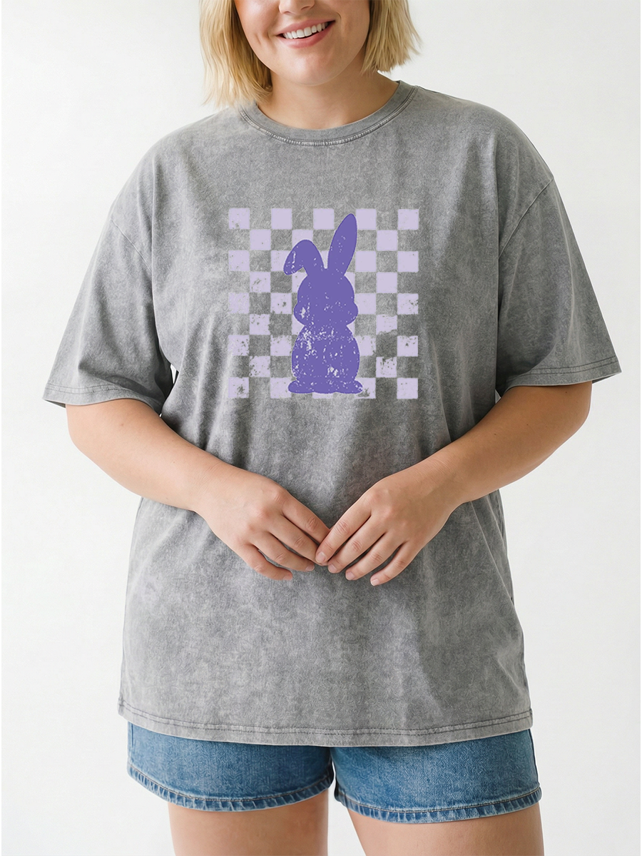 Vintage Retro Easter Bunny Washed T-Shirt