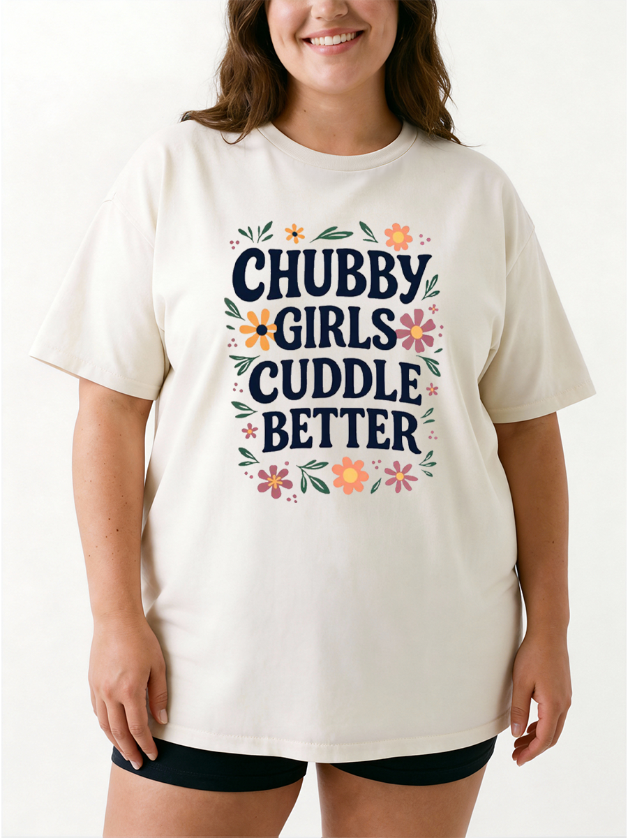 Vintage Floral Pattern Of Chubby Girls Cuddle Better Oversize Graphic Tee