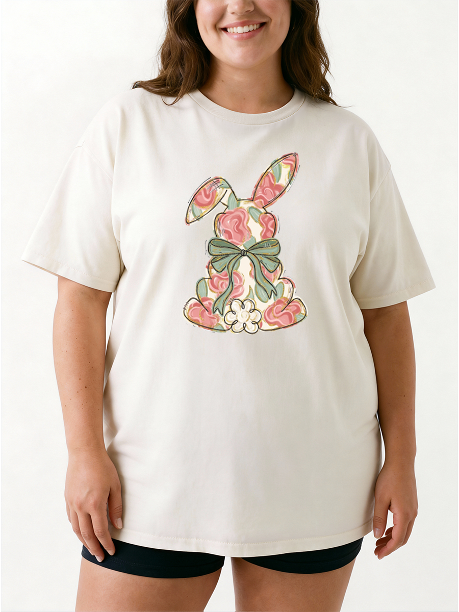 Vintage Easter Bunny Oversize Graphic Tee